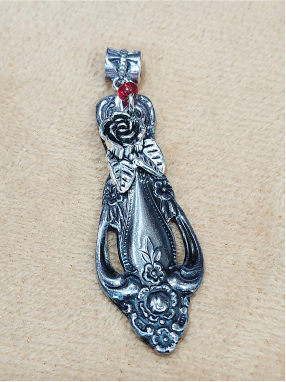 Handmade Rose Pendant Spoon Handle Pendant Silverwear Jewelry